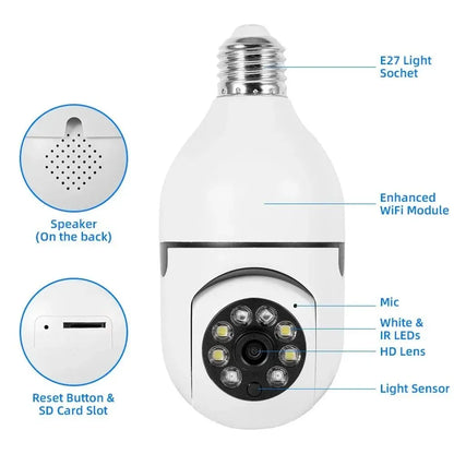 Bulbe Camera 360 Rotate Auto Tracking V380 Pro SD03 Wireless Wifi PTZ IP