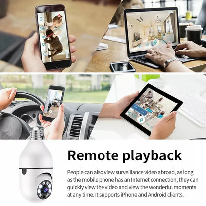 Bulbe Camera 360 Rotate Auto Tracking V380 Pro SD03 Wireless Wifi PTZ IP