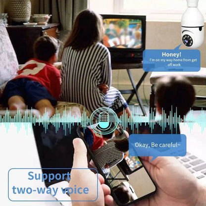Bulbe Camera 360 Rotate Auto Tracking V380 Pro SD03 Wireless Wifi PTZ IP