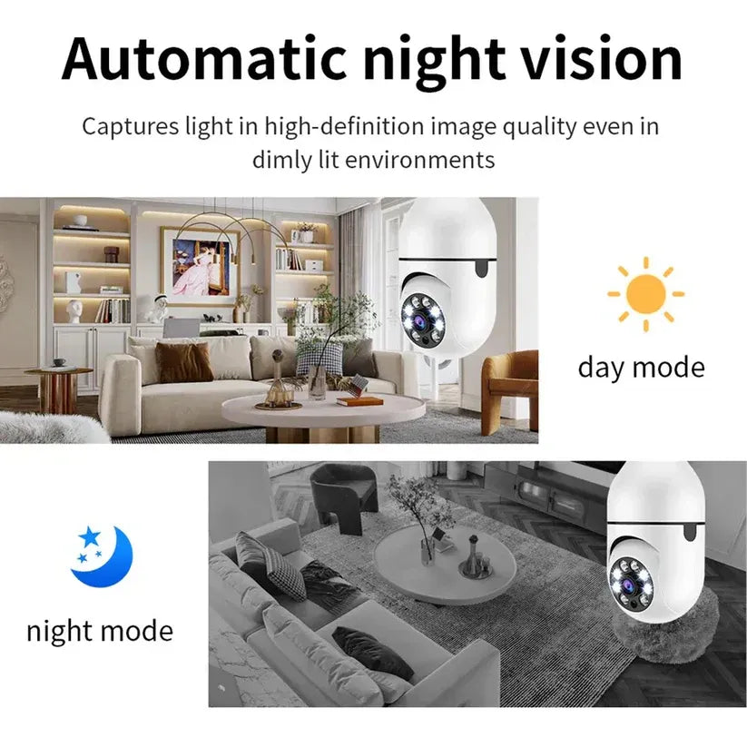 Bulbe Camera 360 Rotate Auto Tracking V380 Pro SD03 Wireless Wifi PTZ IP